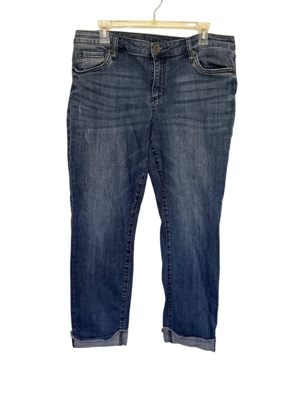 Kut from the Kloth Cuff Ankle Straight Leg Jeans Blue Womans 14
